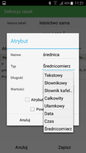 Aplikacja leśna E-caliper zakładanie projektu