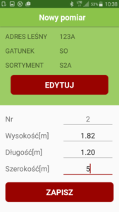 Aplikacja Leśny notatnik nowy pomiar Aplikacja Leśny notatnik nowy pomiar
