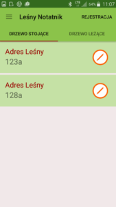 Aplikacja Leśny notatnik podgląd adresów Aplikacja Leśny notatnik podgląd adresów