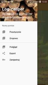 Aplikacja leśna Log-caliper wybór metody pomiaru Aplikacja leśna Log-caliper wybór metody pomiaru