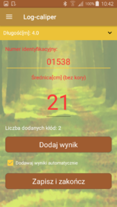Aplikacja leśna Log-caliper pomiar kłody Aplikacja leśna Log-caliper pomiar kłody