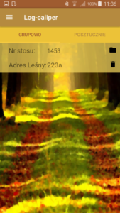 Aplikacja leśna Log-caliper podgląd pomiarów Aplikacja leśna Log-caliper podgląd pomiarów