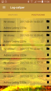 Aplikacja leśna Log-caliper podgląd pomiarów Aplikacja leśna Log-caliper podgląd pomiarów