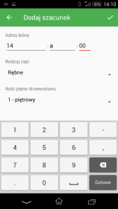Aplikacja leśna Szacunek brakarski edycja parametrów