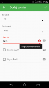 Aplikacja leśna Szacunek brakarski nowy pomiar