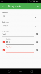 Aplikacja leśna Szacunek brakarski nowy pomiar