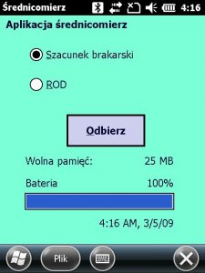 Aplikacja Średnicomierz odbiór danych