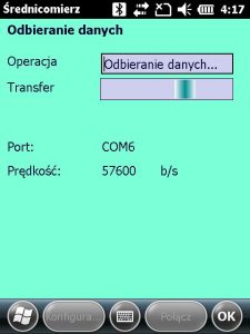 Aplikacja Średnicomierz odbiór danych